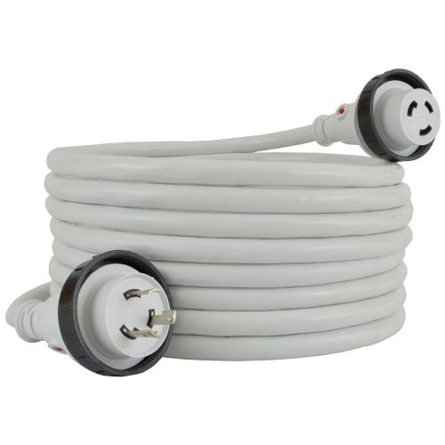 30 Amp Marine Power Cord, 125V, White Corddepot