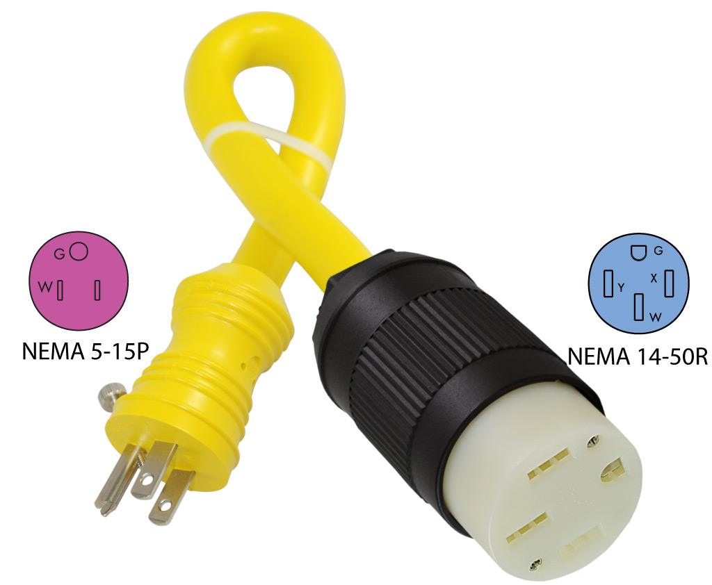 Conntek EV14400T NEMA 5 15P To 14 50R EV Tesla Adapter conntek-ev14400t-nema-5-15p-to-14-50r-ev-tesla-adapter
