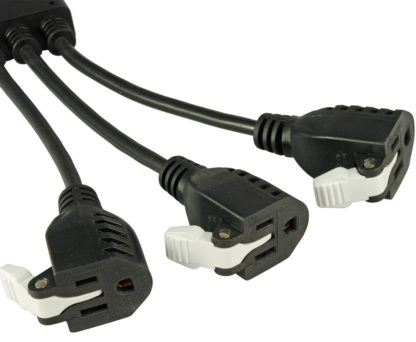 (3) NEMA 5-15R Female Connectors With Snap Pop Easy Release Tabs