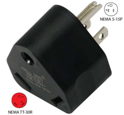 NEMA 5-15P To NEMA TT-30R Plug Adapter (Black)