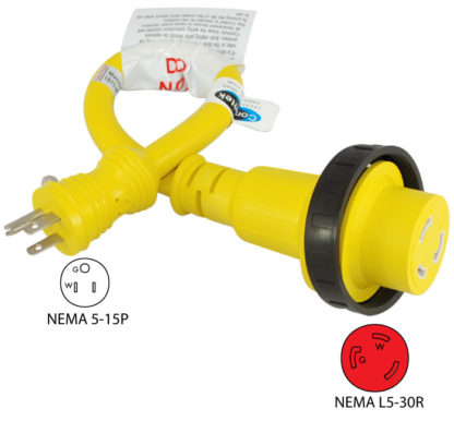 NEMA 5-15P to NEMA L5-30R Pigtail Adapter