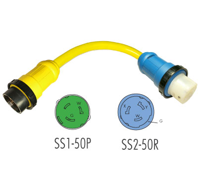 NEMA SS1-50P to NEMA SS2-50R Pigtail Adapter