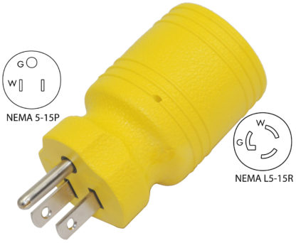NEMA 5-15P to NEMA L5-15R Plug Adapter (Yellow)