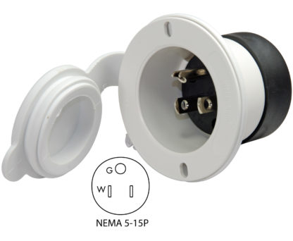 NEMA 5-15P Flanged Inlet (White)