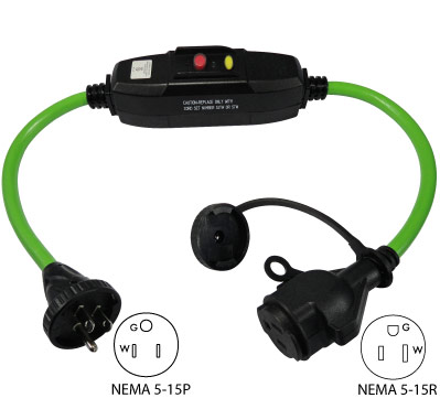 NEMA 5-15P to NEMA 5-15R GFCI Pigtail Adapter