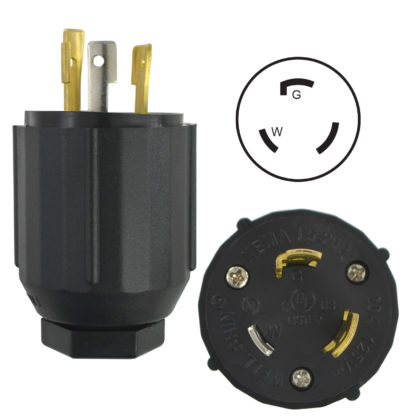Locking NEMA L5-20P assembly plug