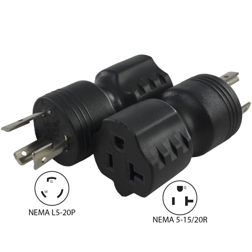 Conntek 30123 & 30123-BK NEMA L5-20P to 5-15/20R Plug Adapters