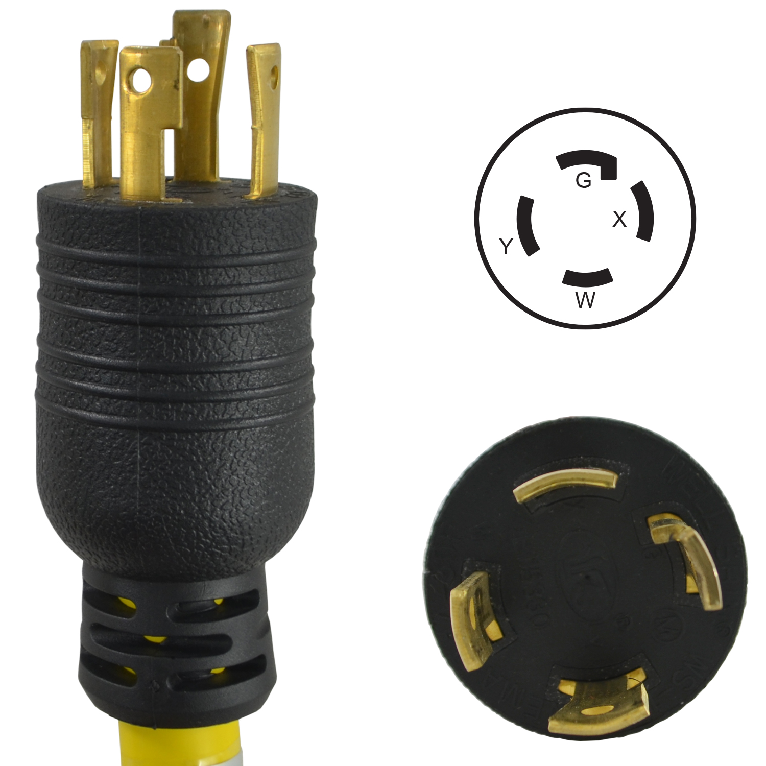 Conntek 60319 Assembly L14-30P 30A 125/250V 4 Prong Locking Generator Male Plug 