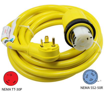 NEMA TT-30P to NEMA SS2-50R Power Cord