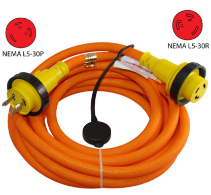 NEMA L5-30P to NEMA L5-30R PVC Braided Extension Cord
