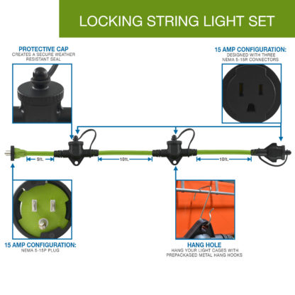 Locking String Light Set (5ft, 10ft, & 10ft)