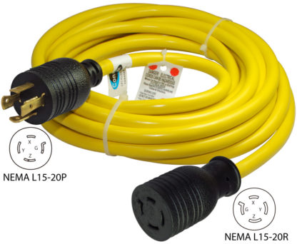 NEMA L15-20P to NEMA L15-20R Power Extension Cord