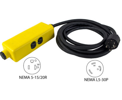 NEMA L5-30P to (4) NEMA 5-15/20R Power Supply Cord