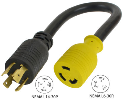NEMA L14-30P to NEMA L6-30R Pigtail Adapter