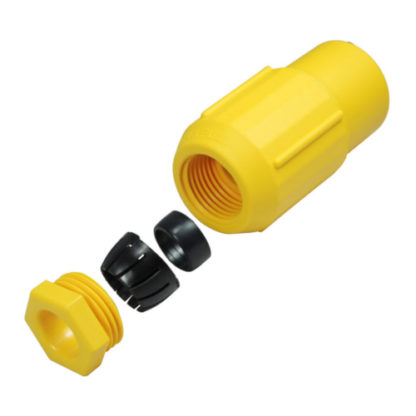 NEMA L6-20R Connector Body Housing With Grommet/Gasket, Helix Cone, & Compression Nut