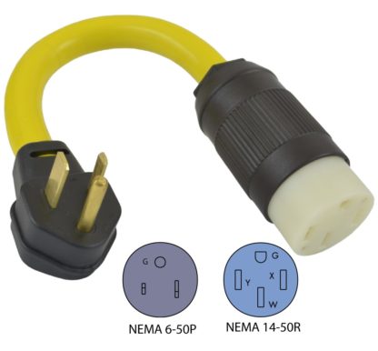 NEMA 6-50P to NEMA 14-50R EVSE Pigtail Adapter