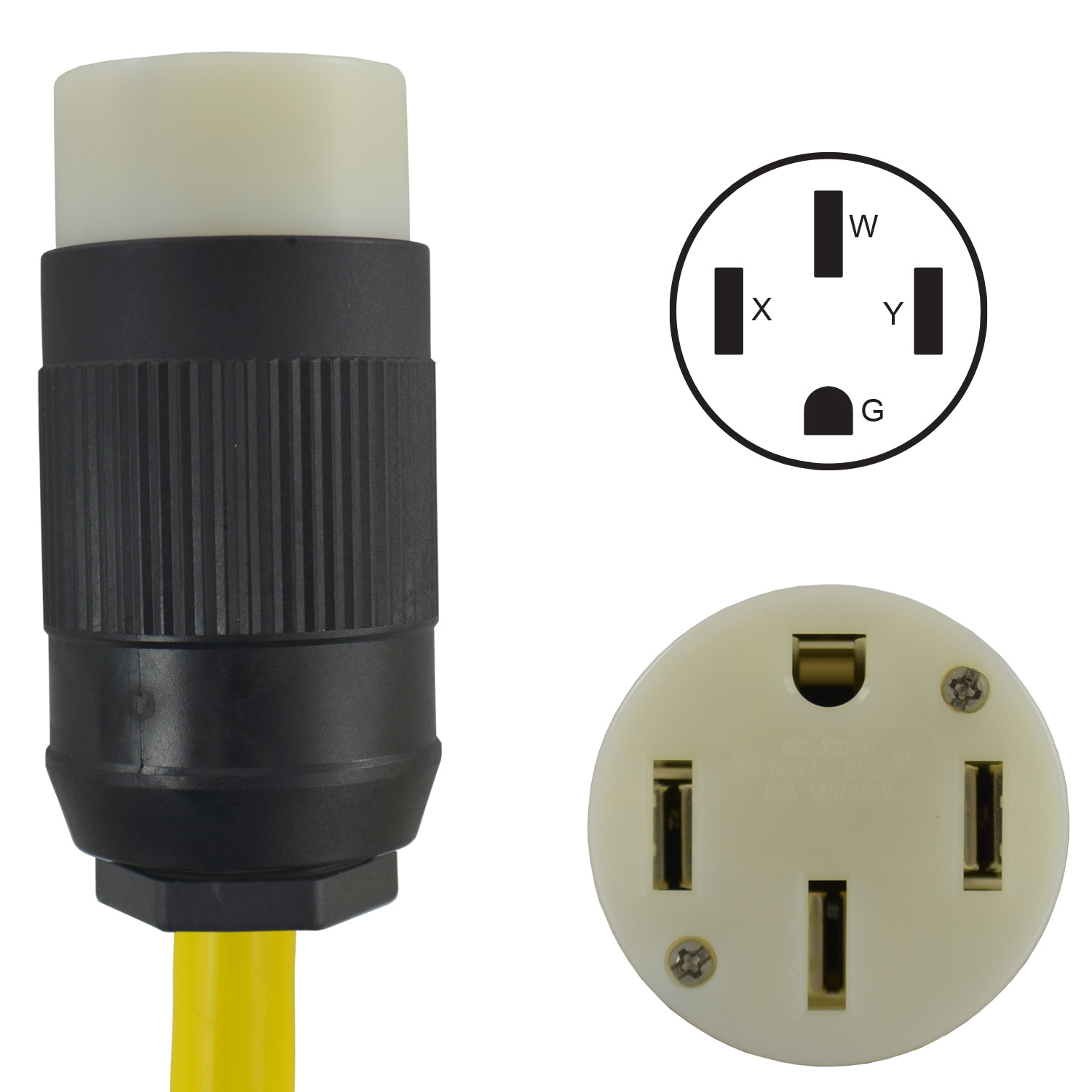 1.5 Black and Yellow Conntek EV14376T 30 Amp Electric Vehicle Adapter Compatible with Tesla Vehicles 