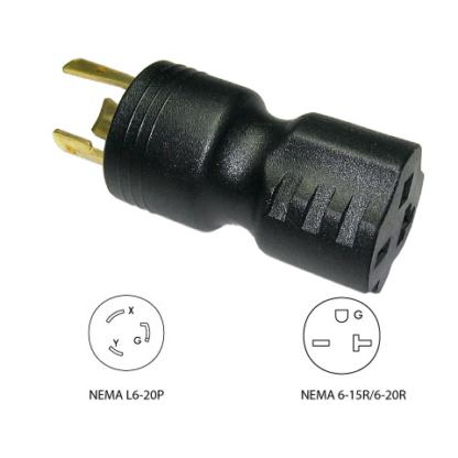 NEMA L6-20P to NEMA 6-15/20R Plug Adapter
