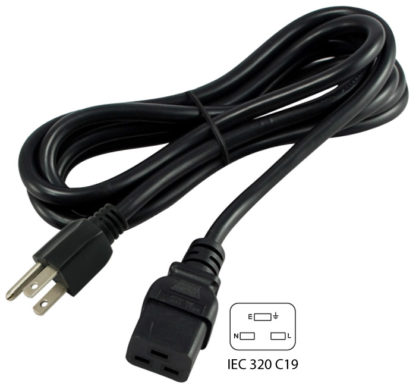 NEMA 5-15P to IEC 320 C19 Power Cord