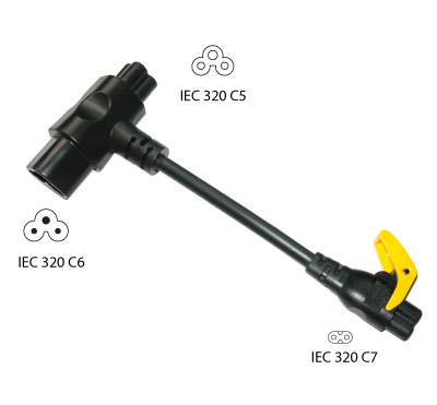 IEC C6 to IEC C5 & IEC C7 T-Bone Adapter