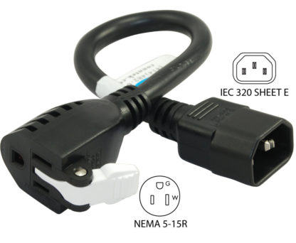 IEC C14 to NEMA 5-15R Pigtail Adapter