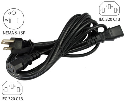 NEMA 5-15P to (2) IEC C13 Power Cord Splitter