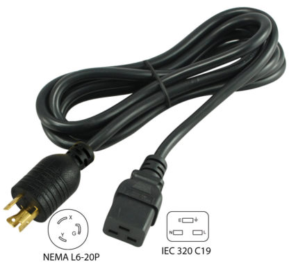 NEMA L6-20P to IEC C19 Power Cord