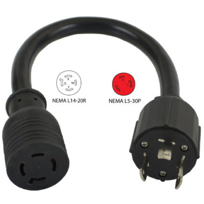 NEMA L5-30P to NEMA L14-20R Pigtail Adapter