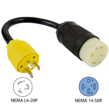 NEMA L6-20P to NEMA 14-50R Pigtail Adapter