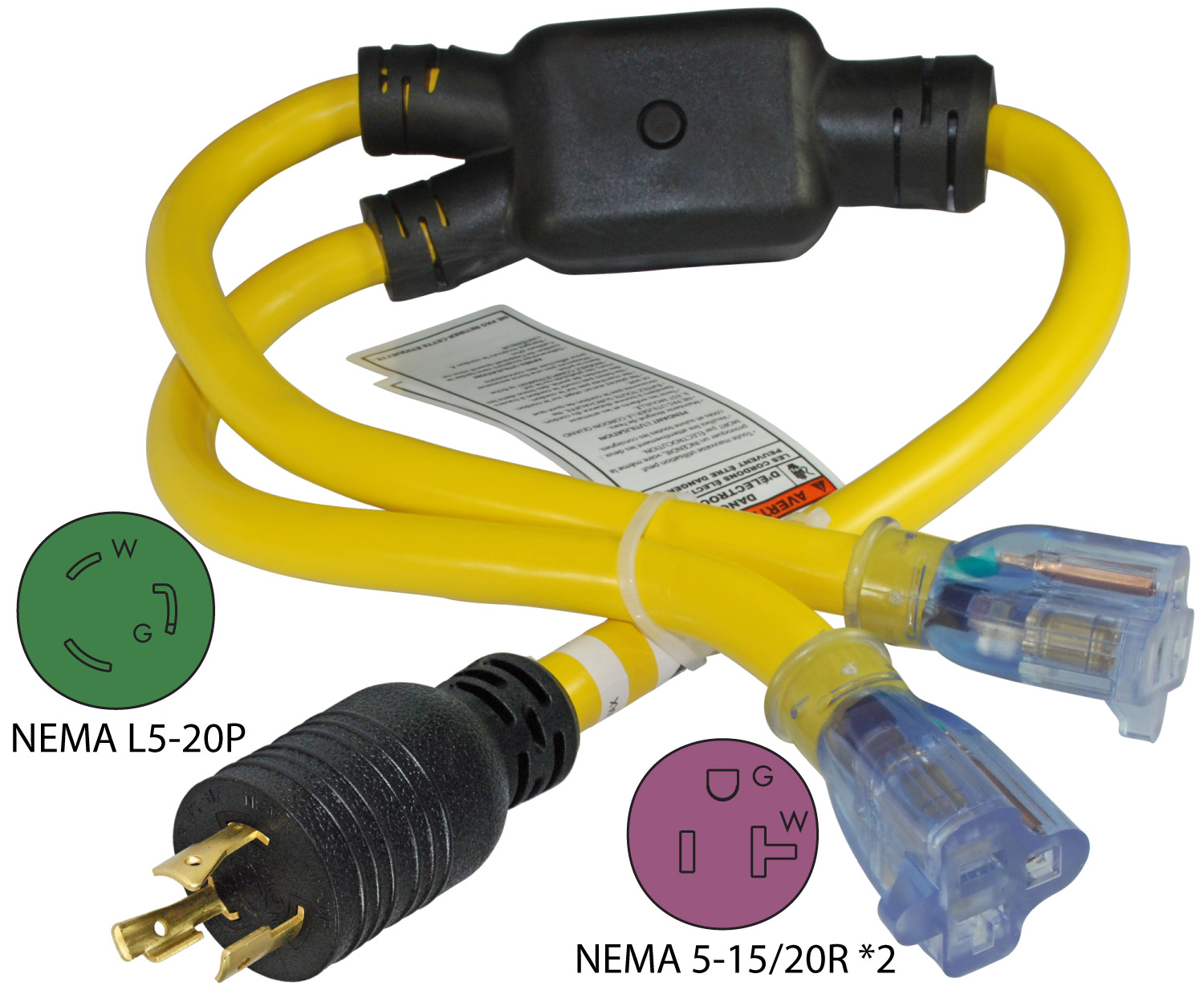 Household electrical adapter NEMA 5-15P male to NEMA 5-20R female adapter 15 SL 