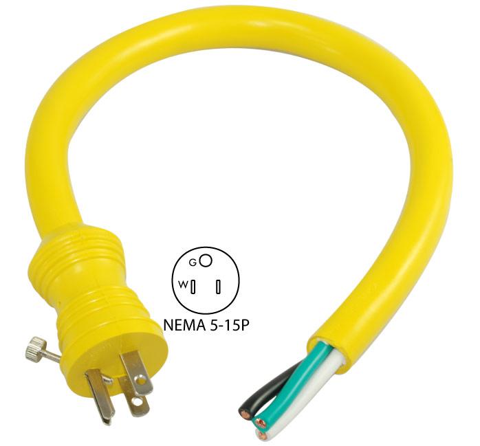 Conntek 14400 NEMA 515P to ROJ Pigtail Cord With Locking Screw