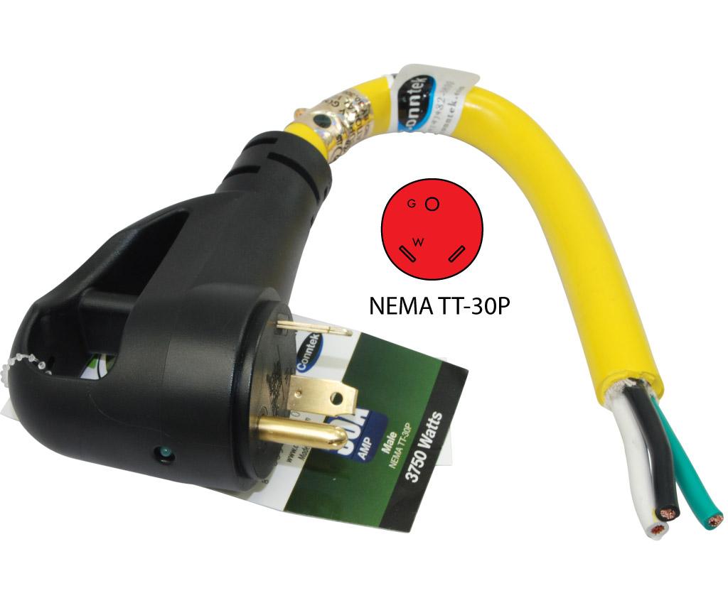 Conntek 15153 & 14153 NEMA TT30P to ROJ RV Pigtail Cord