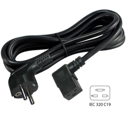 Europe 3 Pin to IEC C19 Power Supply Cord