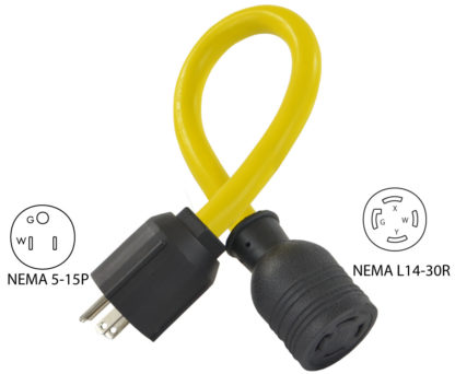 NEMA 5-15P to NEMA L14-30R Pigtail Adapter