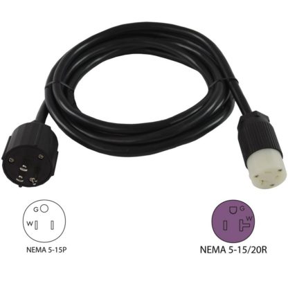 NEMA 5-15P to NEMA 5-15/20R Power Extension Cord