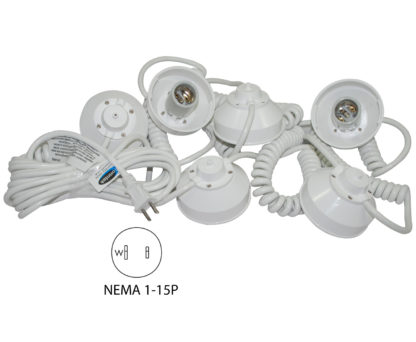 NEMA 1-15P to 6 Light Fixtures Coiled Cord
