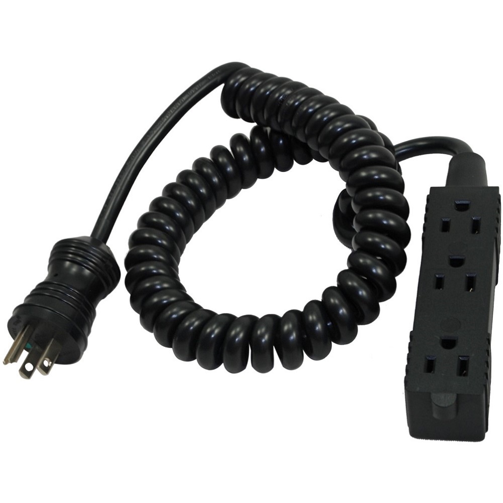 Black Hospital Power Strip With Coiled Cord